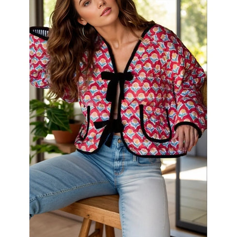 'Amara' Cropped Printed Puffer Jacket - Celes Fashion